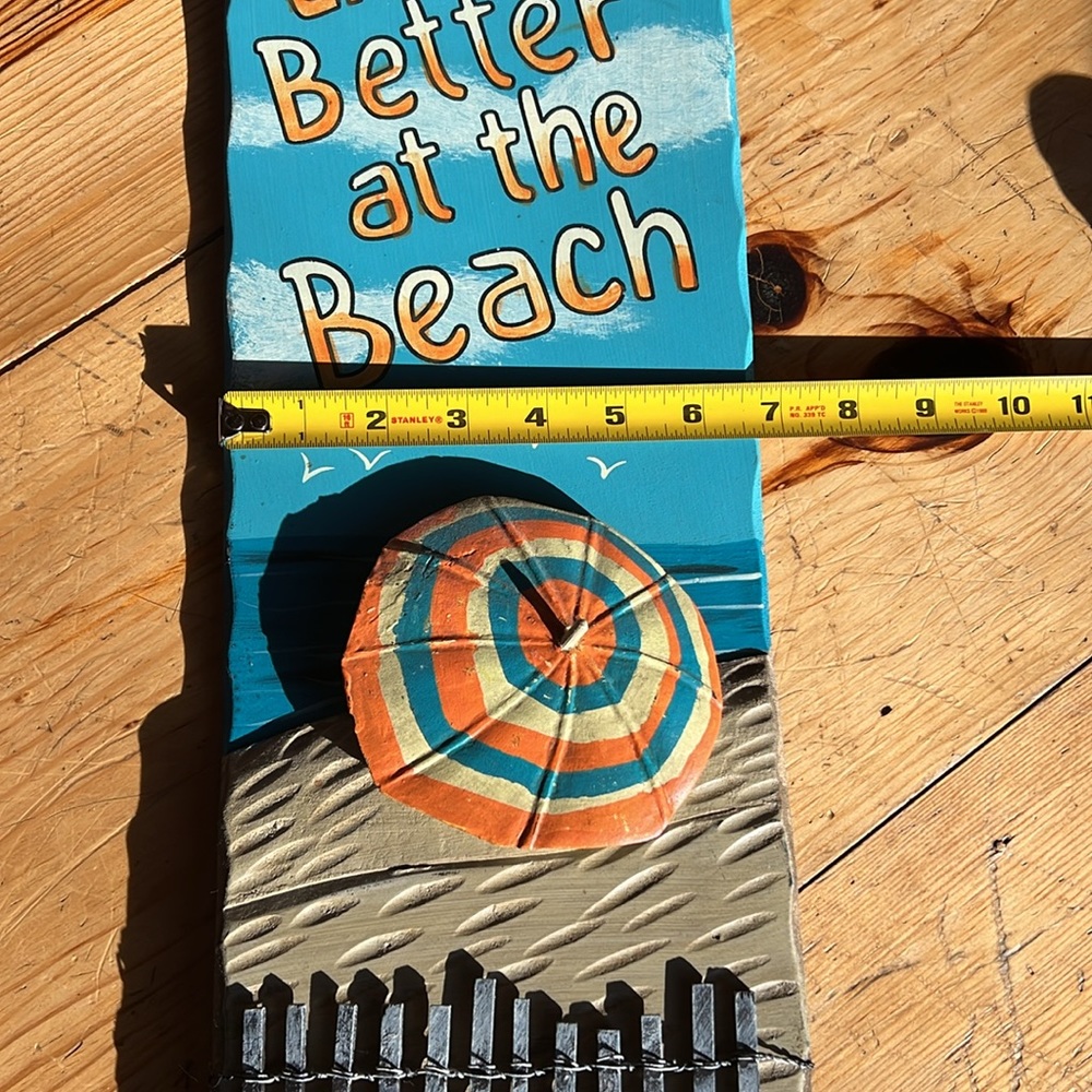 Distressed “Life is Better at the Beach” 3D Wall Art with Metal Hanger - Picture 3 of 16